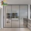Cửa nhôm slim lùa 4 cánh mở về 1 phí