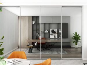 Cửa ngăn phòng khách nhôm hệ slim