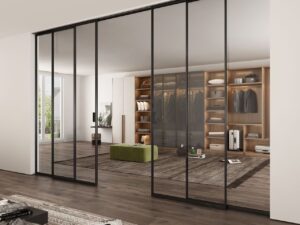 Cửa trượt nhôm slim 2 cánh mở sang 2 bên không ray